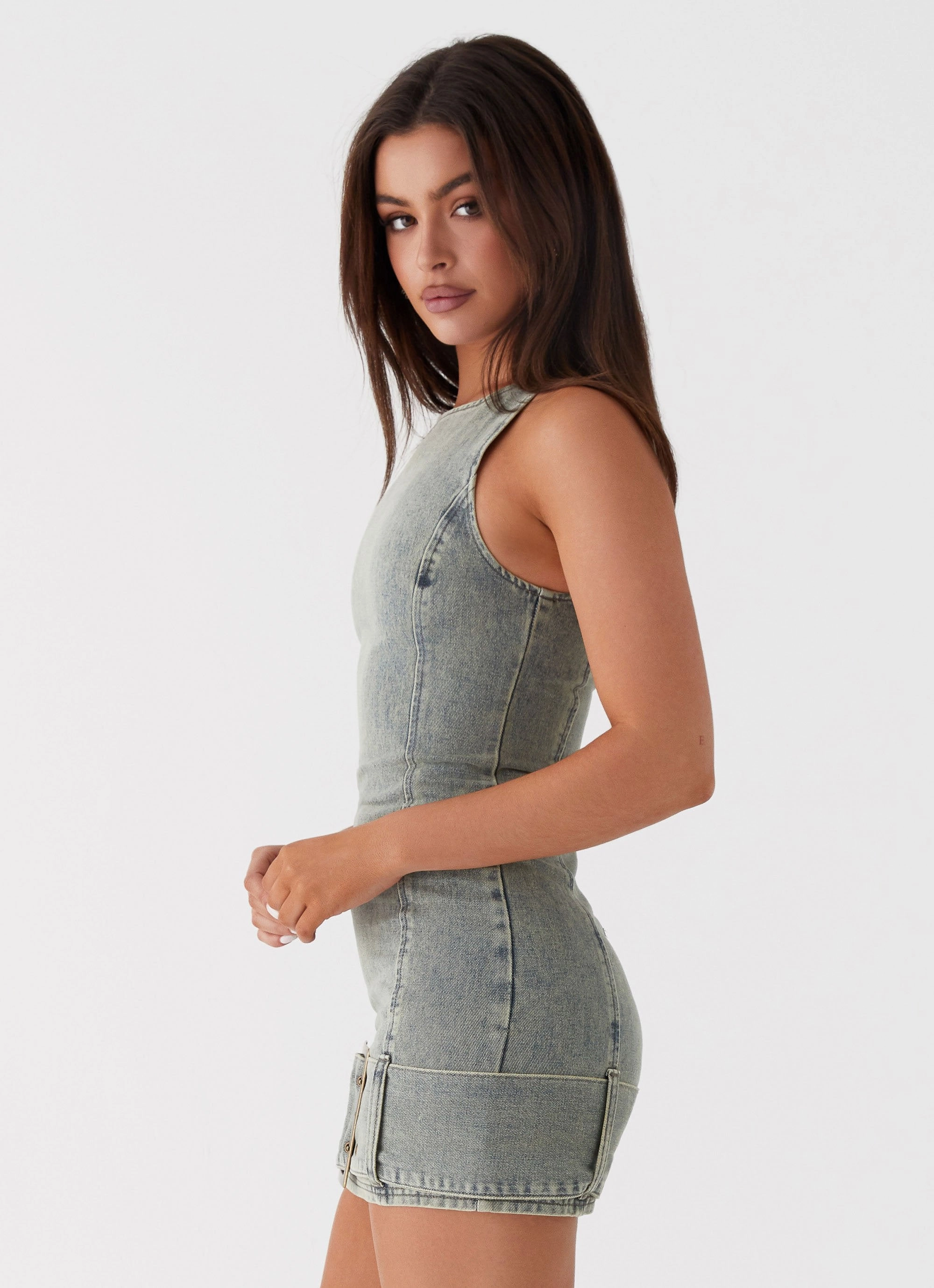 Villa Light Dark Matter Mini Dress - Washed Denim