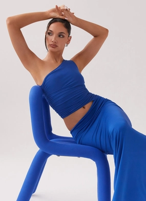 Seranella One Shoulder Maxi Dress - Cobalt Spring Vibe Smooth Flow