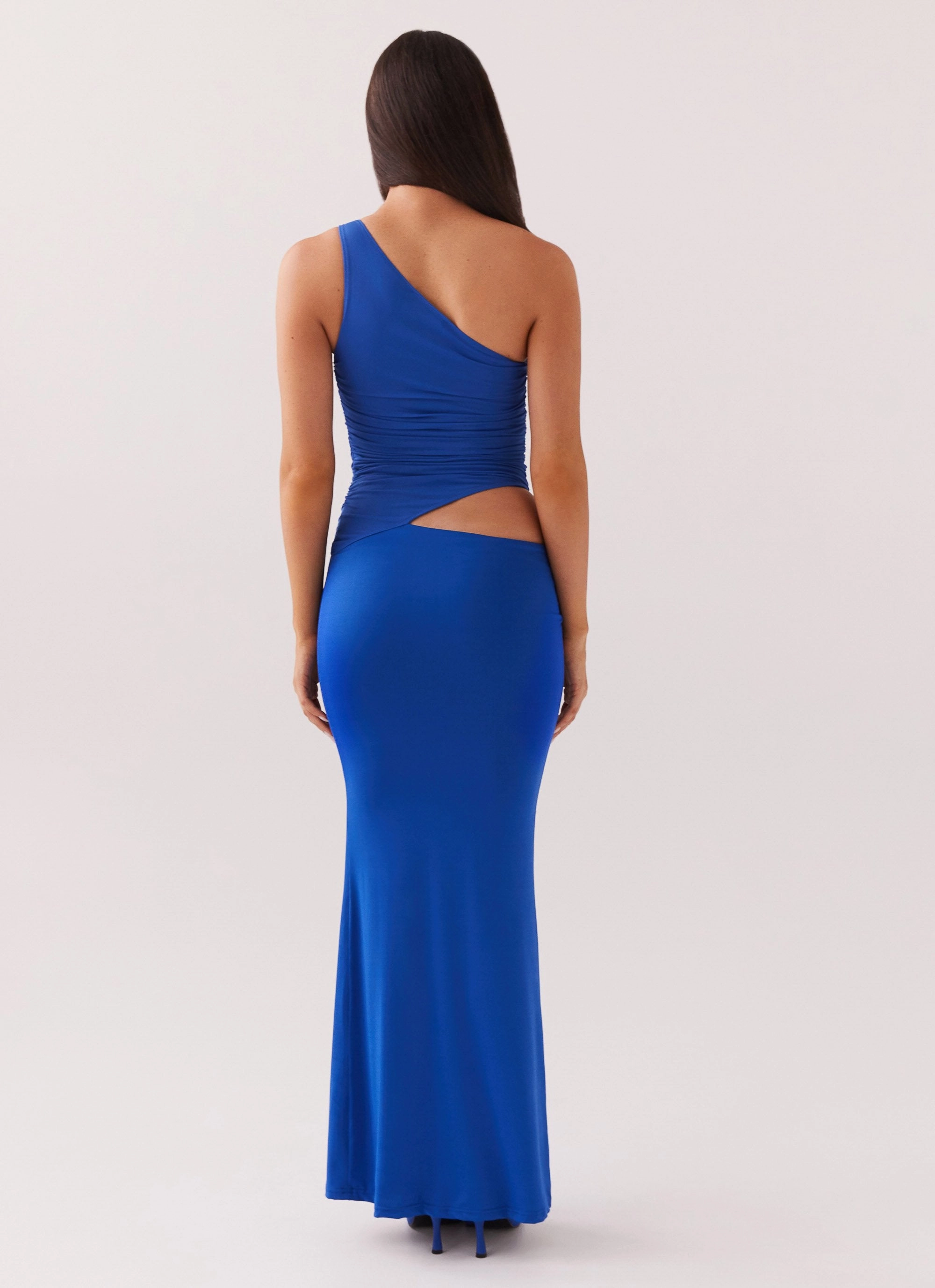 Comfortable texture Feminine Movement Seranella One Shoulder Maxi Dress - Cobalt