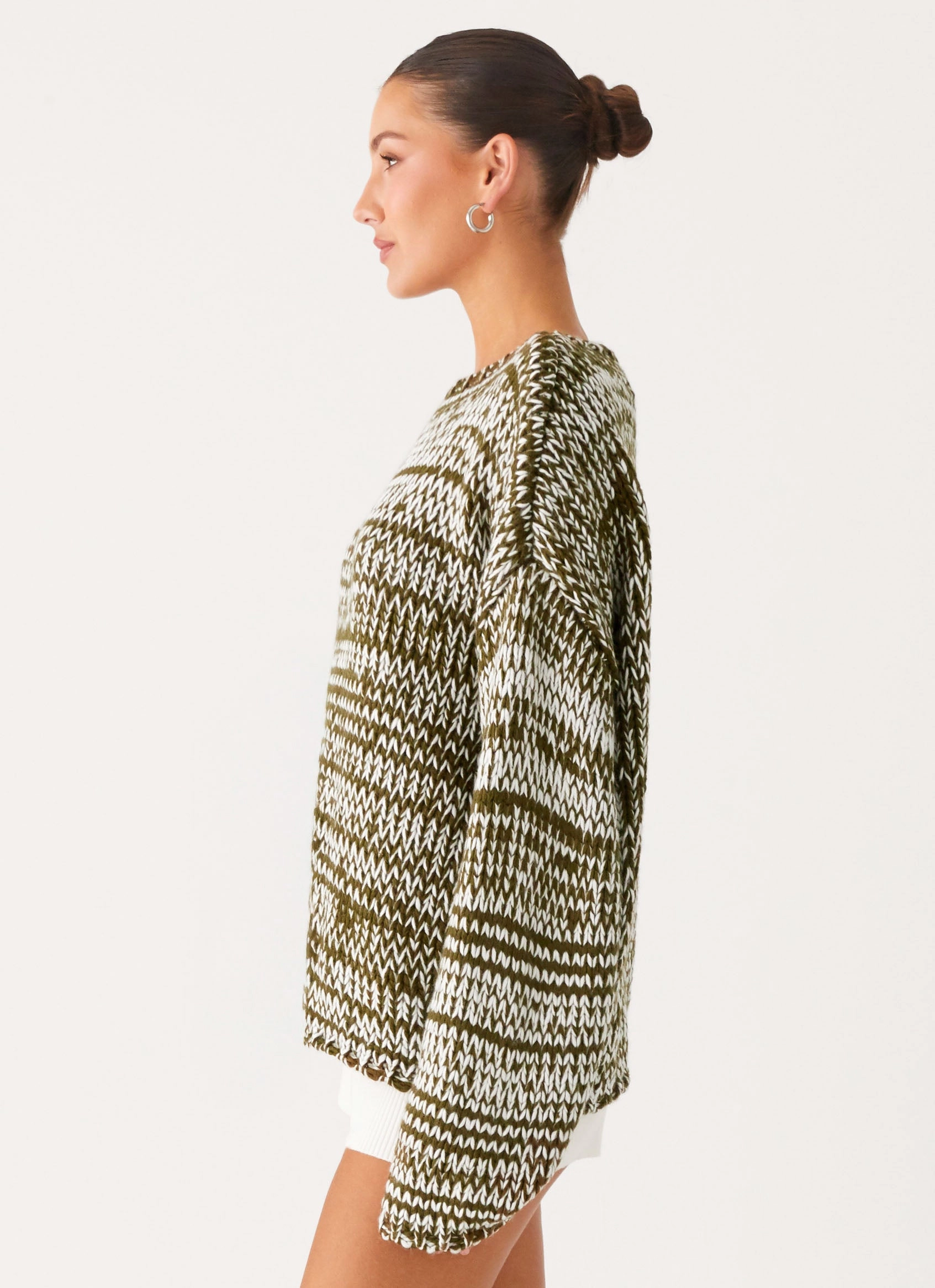 Detachable Lining Water Resistant Shell Darla Oversized Knit Jumper - Khaki