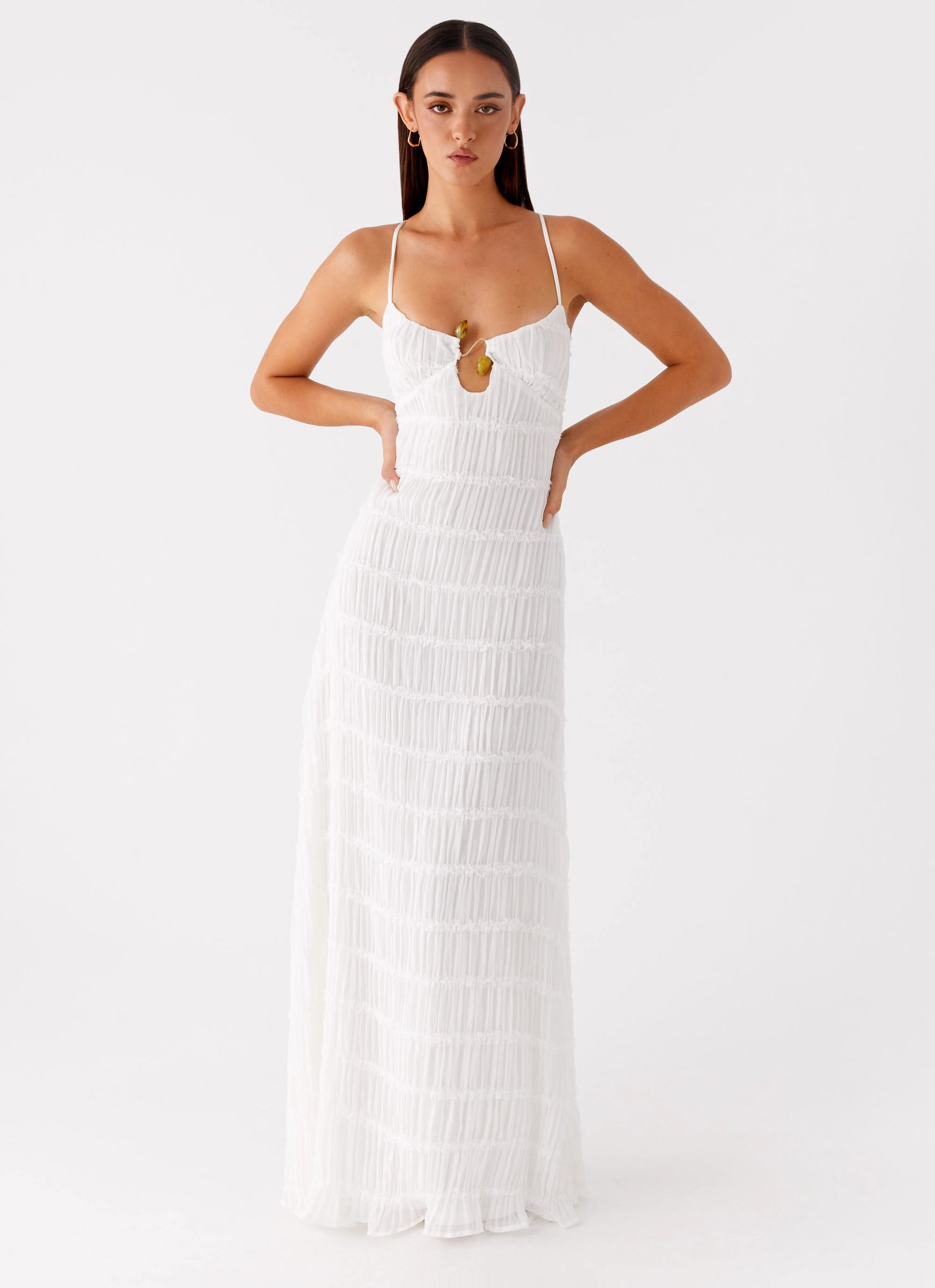Darwin Maxi Dress - White Smart Tones Casual Look