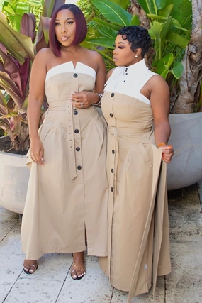 Chill Piece Davida Press Play Button Up Maxi Dress