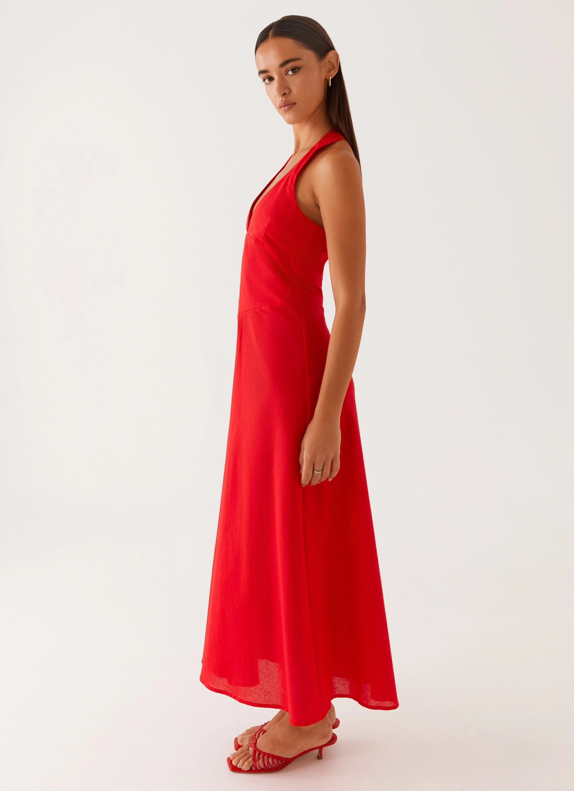Falling For You Midi Dress - Red Slim-fit Warm Soft