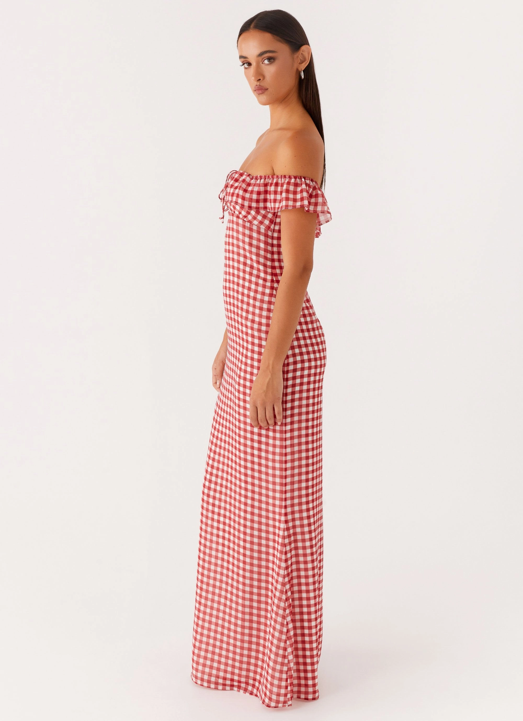 Clean Grace Scarlet Cherry Maxi Dress - Red Gingham