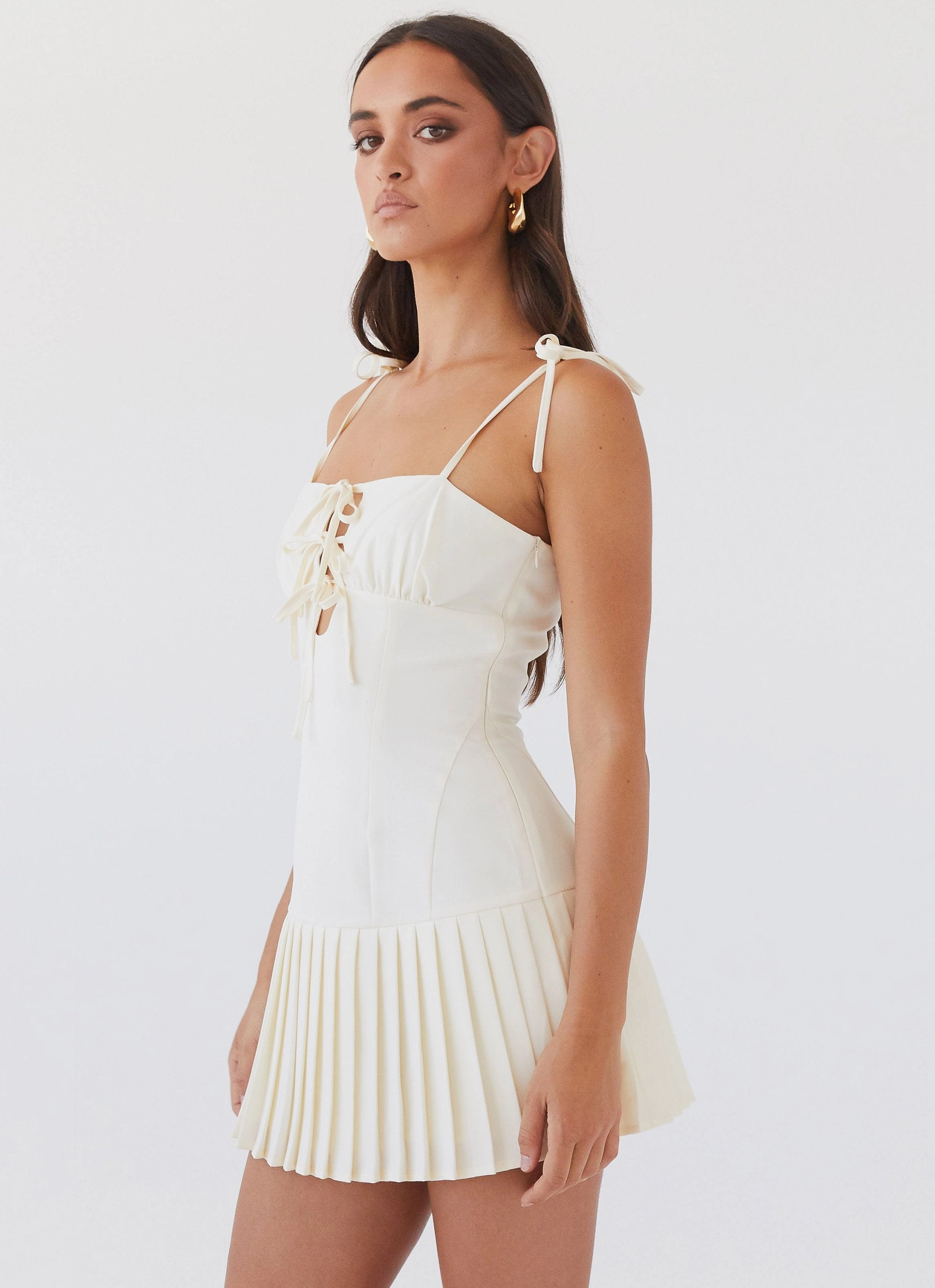 Love Seeker Corset Mini Dress - Ivory Natural Silhouette