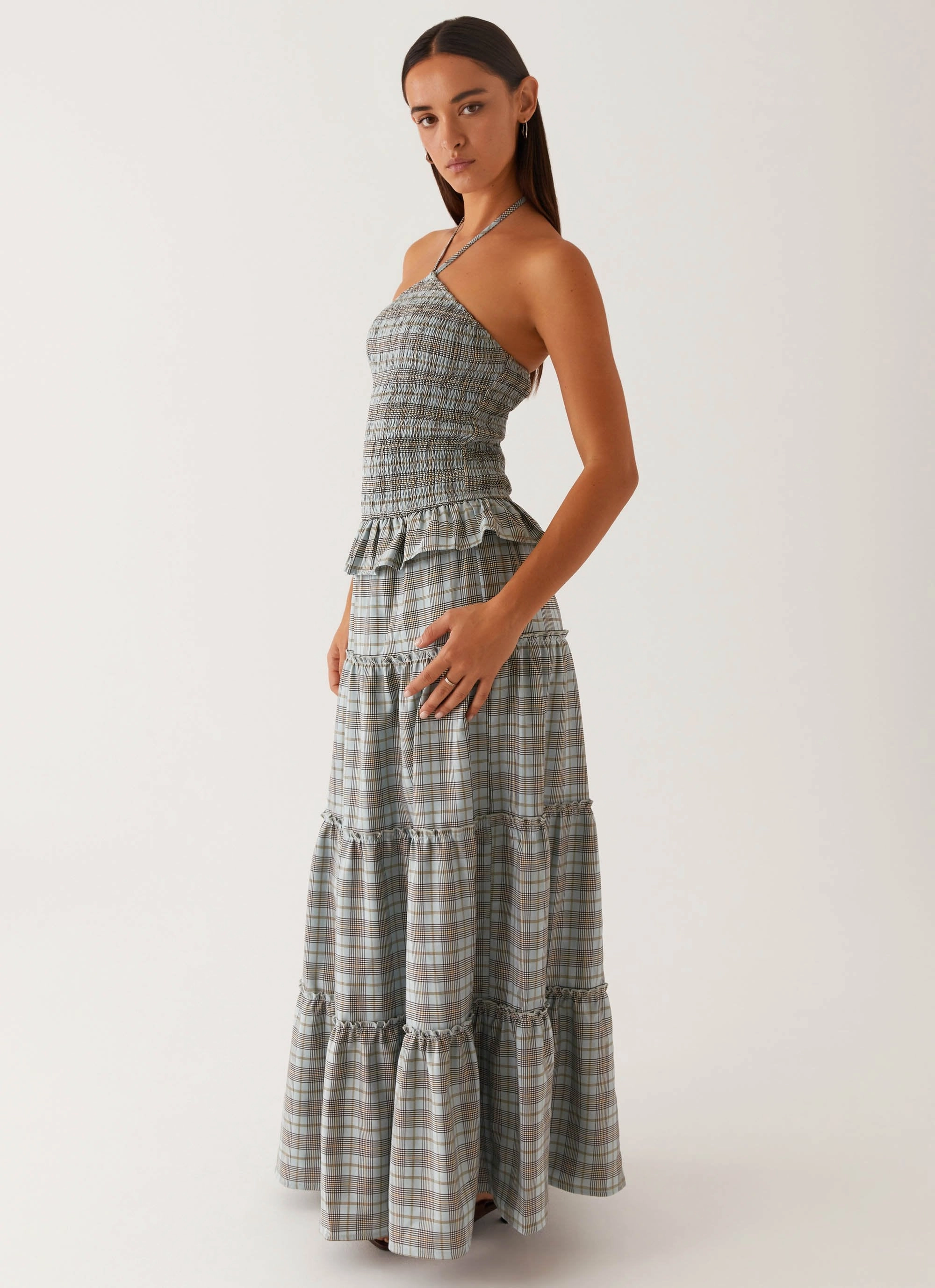 Picture This Maxi Dress - Check High-waisted evening piece