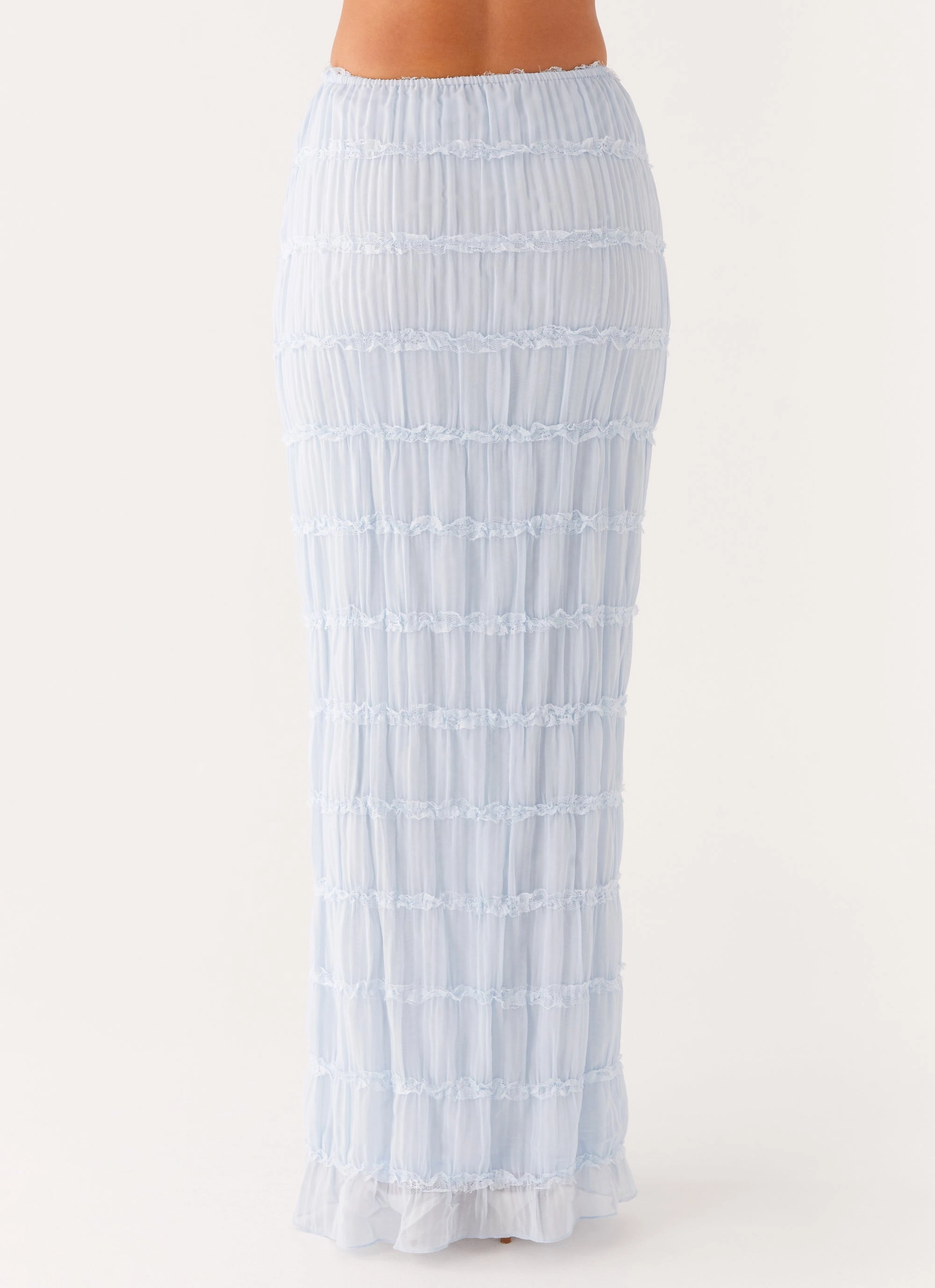 Daydreaming Low Rise Maxi Skirt - Blue Relaxed Comfort Fit Non Restrictive