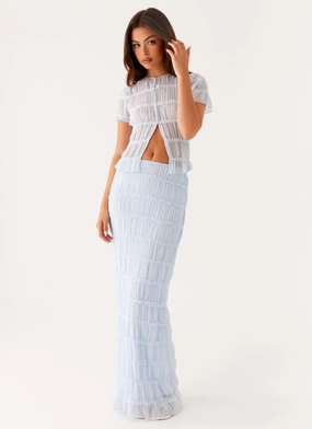 Daydreaming Low Rise Maxi Skirt - Blue Casual Active Wear