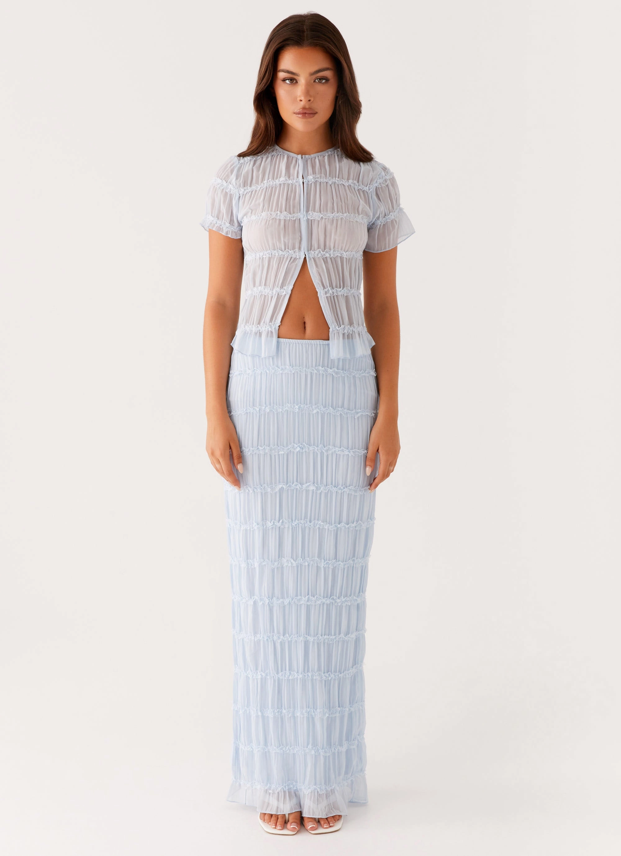 Core Support Daydreaming Low Rise Maxi Skirt - Blue