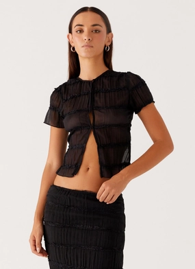Light Deflection Fabric Daydreaming Top - Black