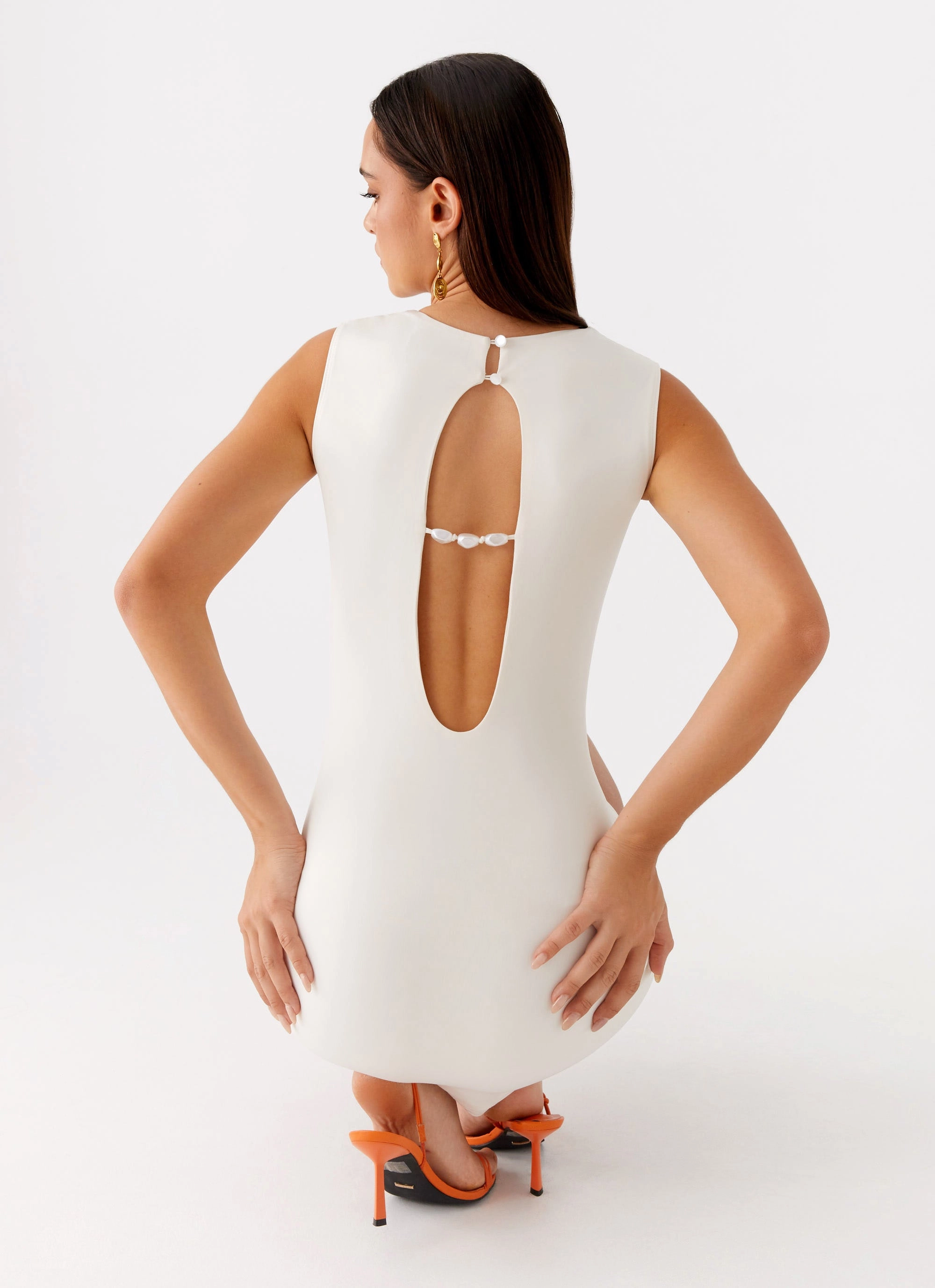 Sleek Waistband Subtle Motion Shai Pearl Mini Dress - Ivory