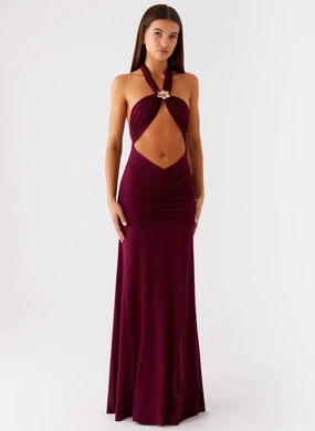 Timeless Fit Unique Print Deltina Maxi Dress - Boysenberry