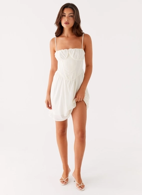 Harmony Mini Dress - Ivory Contrast-Lining All Gender Fit