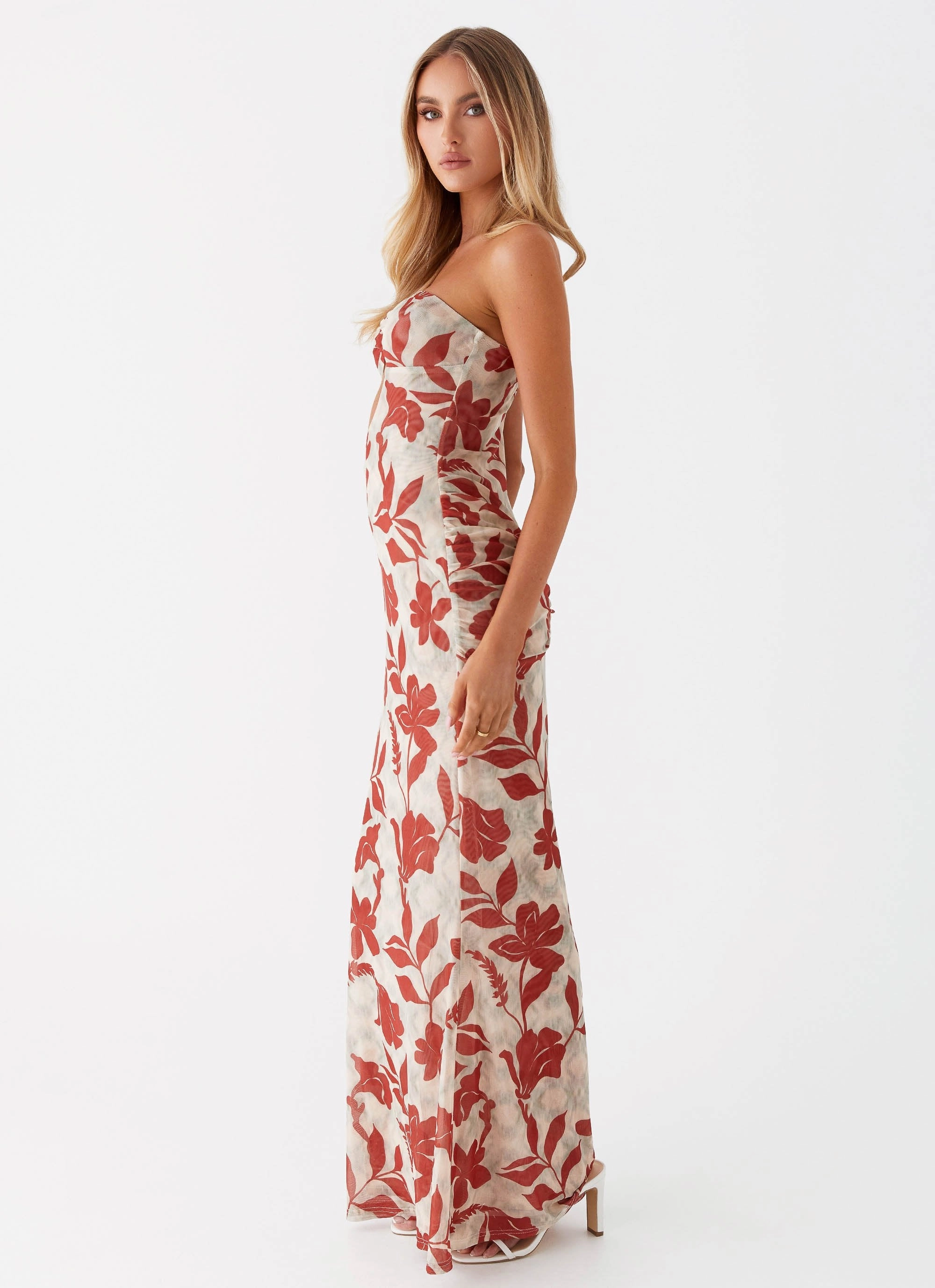 Dearest Maxi Dress - Red Green Floral Easy Layering Piece