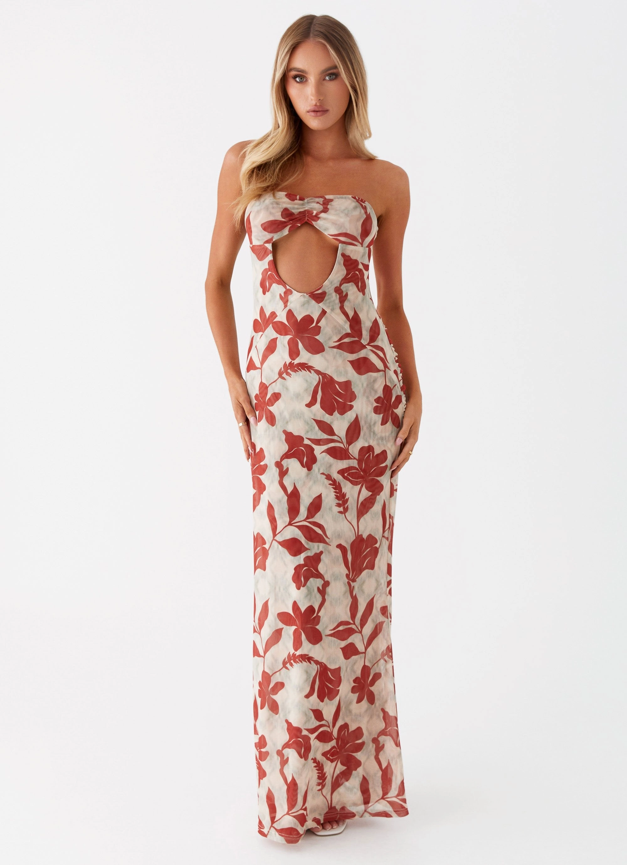 Subtle Fit Versatile Look Dearest Maxi Dress - Red Green Floral
