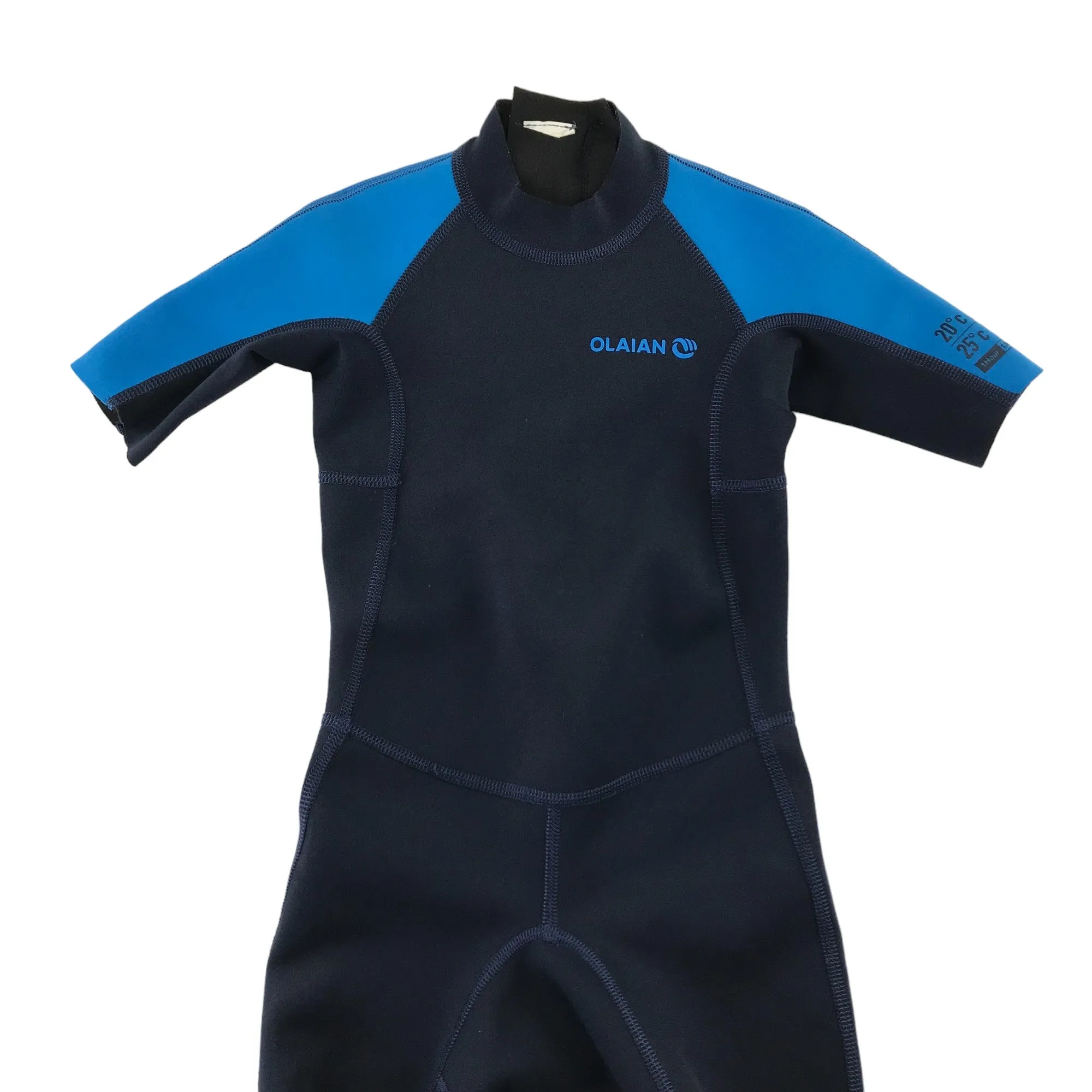 Decathlon wetsuit 4 years navy and blue short sleeve and leg