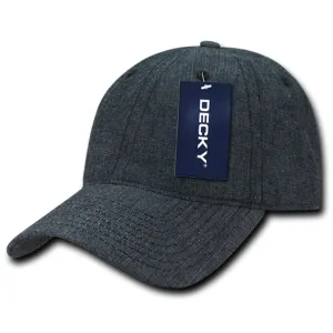 Decky 117 Relaxed Washed Denim Low Profile Hats 6 Panel Curved Bill Dad Caps