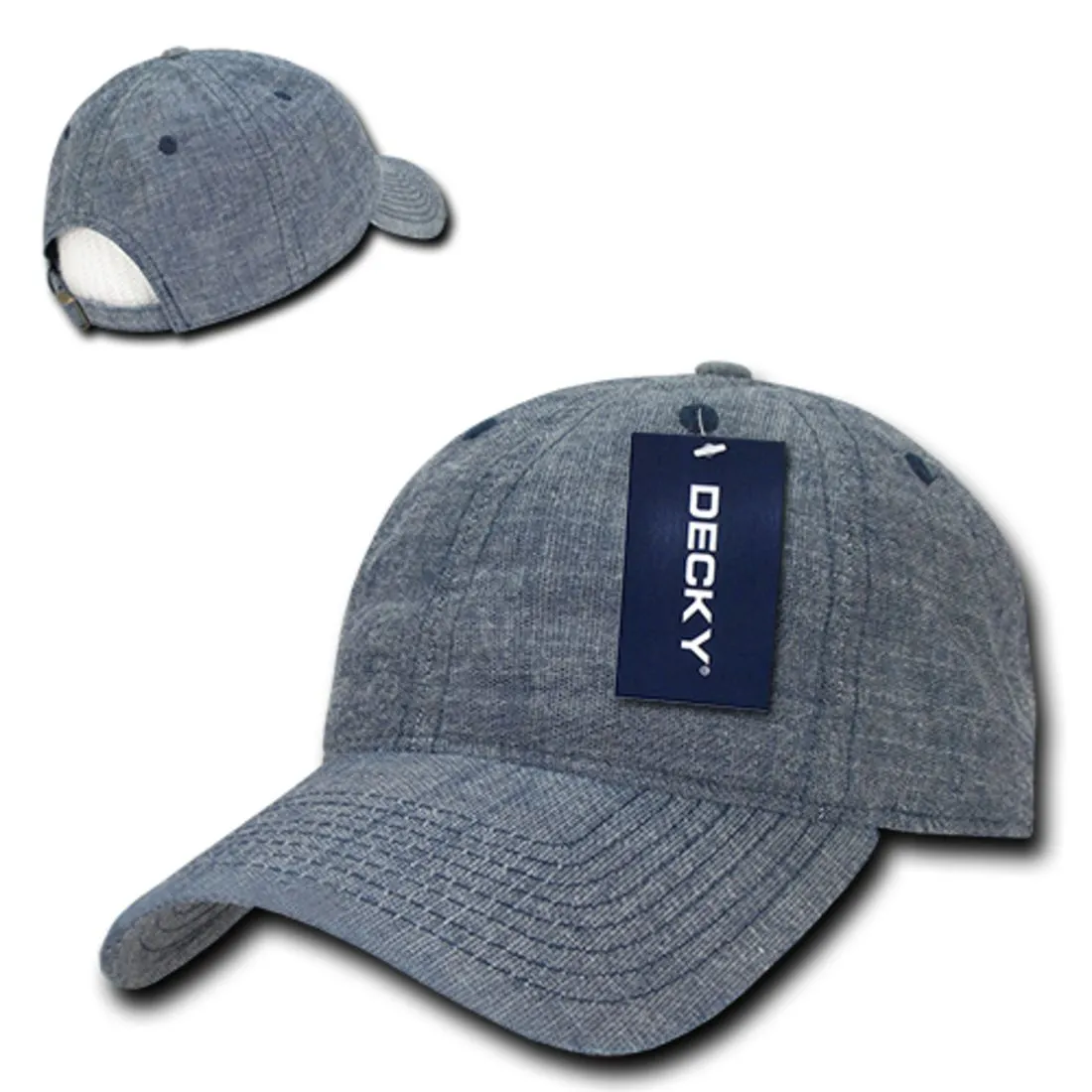 Decky 117 Relaxed Washed Denim Low Profile Hats 6 Panel Curved Bill Dad Caps