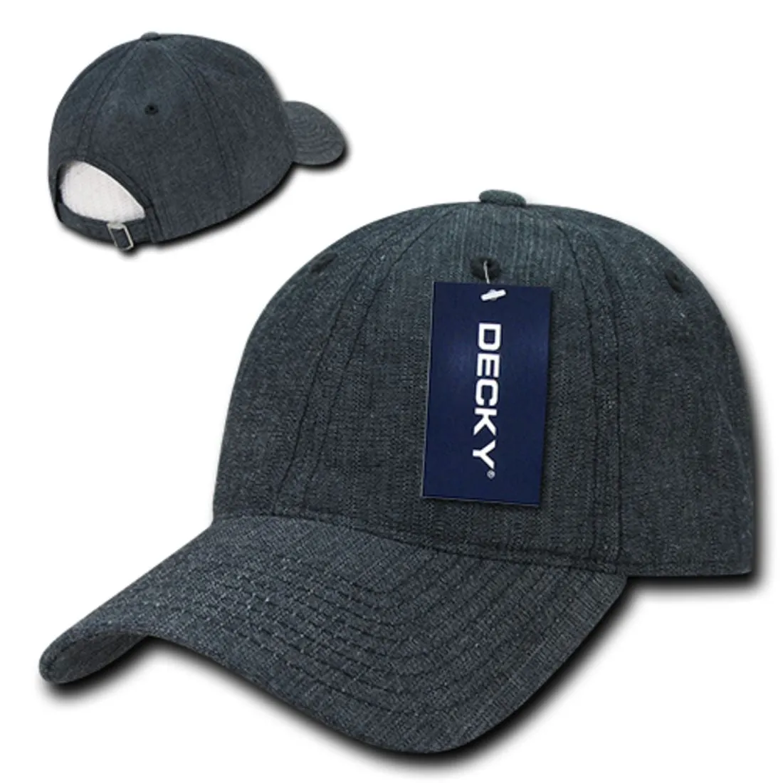 Decky 117 Relaxed Washed Denim Low Profile Hats 6 Panel Curved Bill Dad Caps
