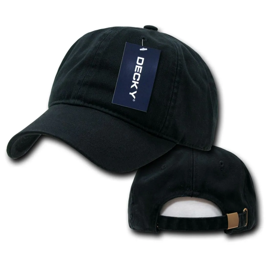 Decky 958 Two Ply Polo Hats Washed Heavy Cotton Low Profile 6 Panel Dad Caps