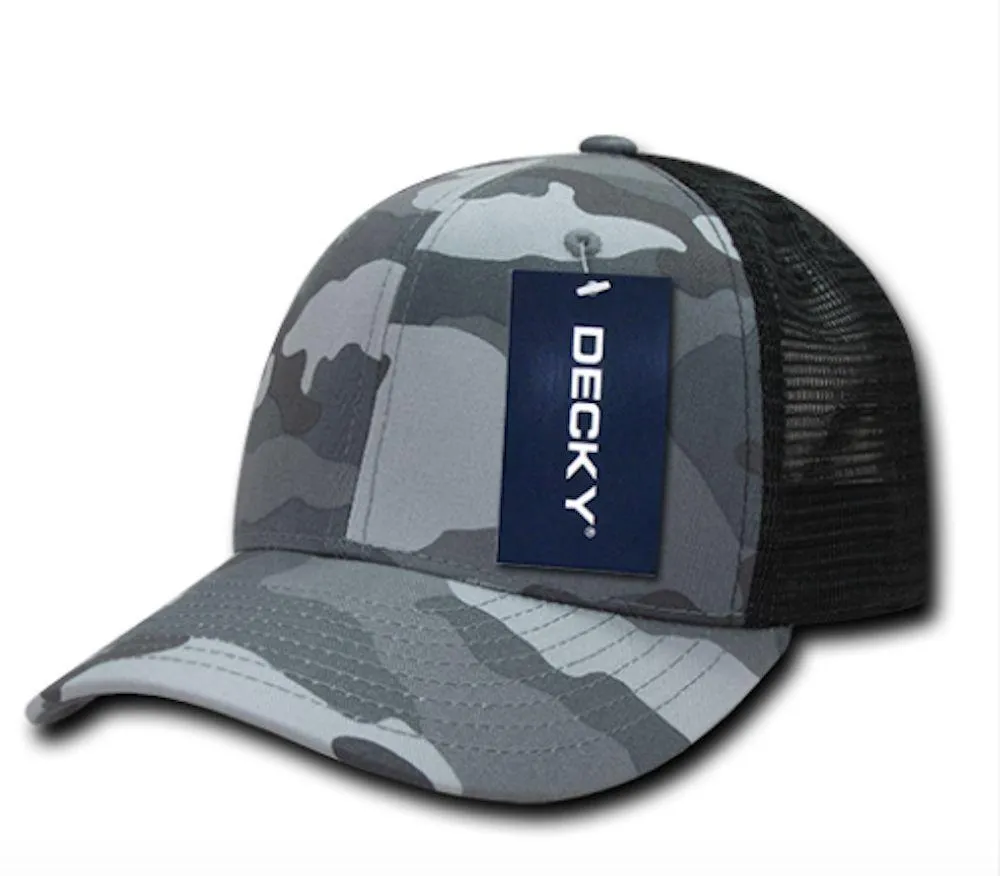 Decky Camouflage Curve Bill Constructed Trucker Hats Caps Snapback Cotton Mesh