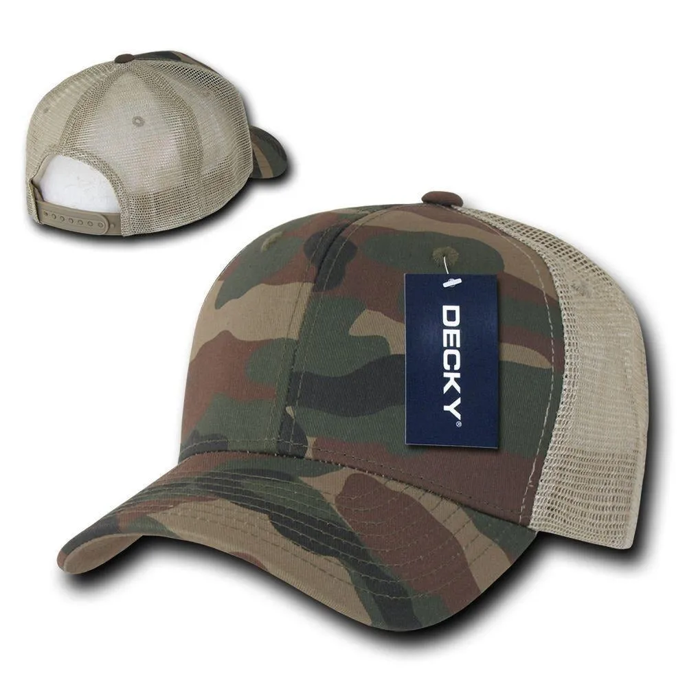 Decky Camouflage Curve Bill Constructed Trucker Hats Caps Snapback Cotton Mesh
