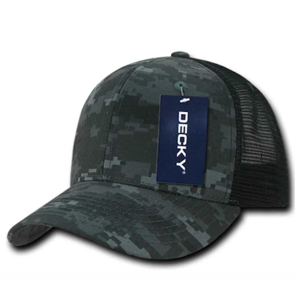 Decky Camouflage Curve Bill Constructed Trucker Hats Caps Snapback Cotton Mesh