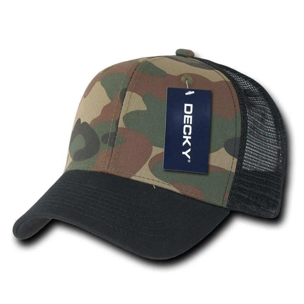 Decky Camouflage Curve Bill Constructed Trucker Hats Caps Snapback Cotton Mesh