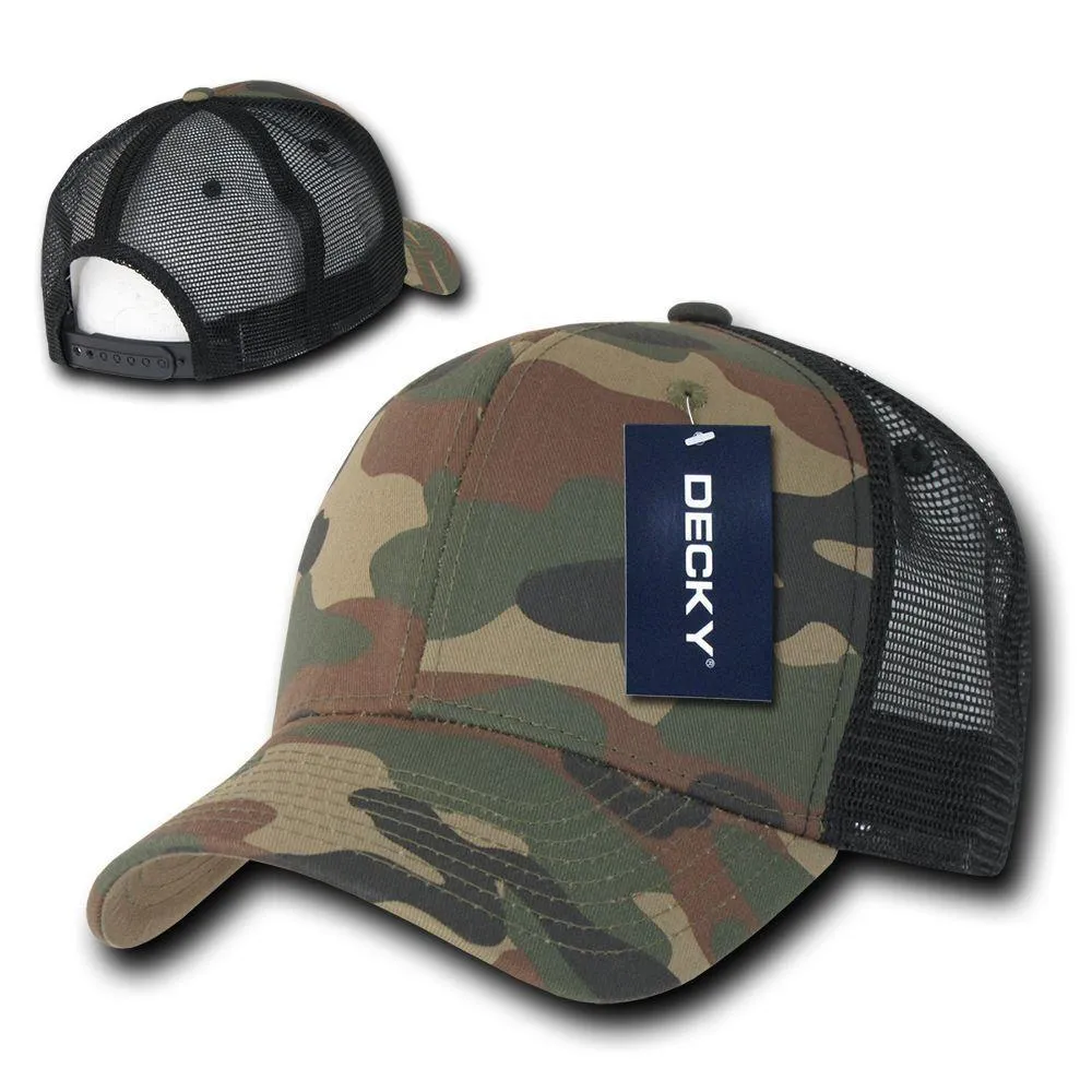 Decky Camouflage Curve Bill Constructed Trucker Hats Caps Snapback Cotton Mesh