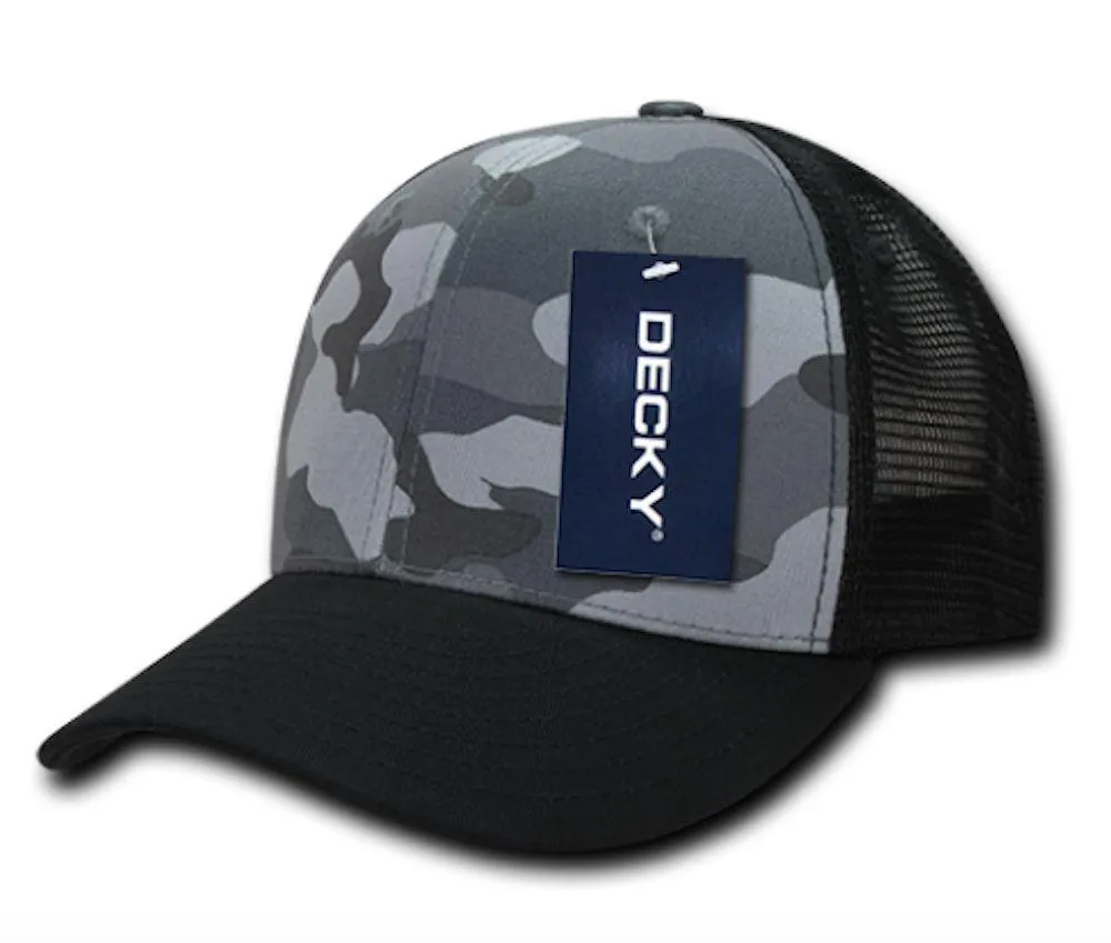 Decky Camouflage Curve Bill Constructed Trucker Hats Caps Snapback Cotton Mesh