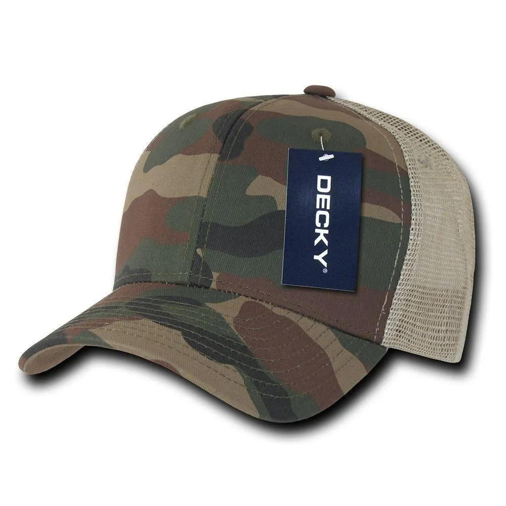 Decky Camouflage Curve Bill Constructed Trucker Hats Caps Snapback Cotton Mesh