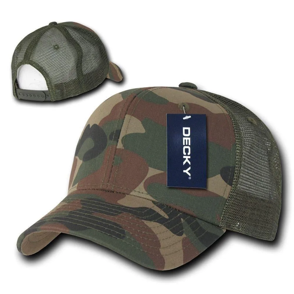 Decky Camouflage Curve Bill Constructed Trucker Hats Caps Snapback Cotton Mesh