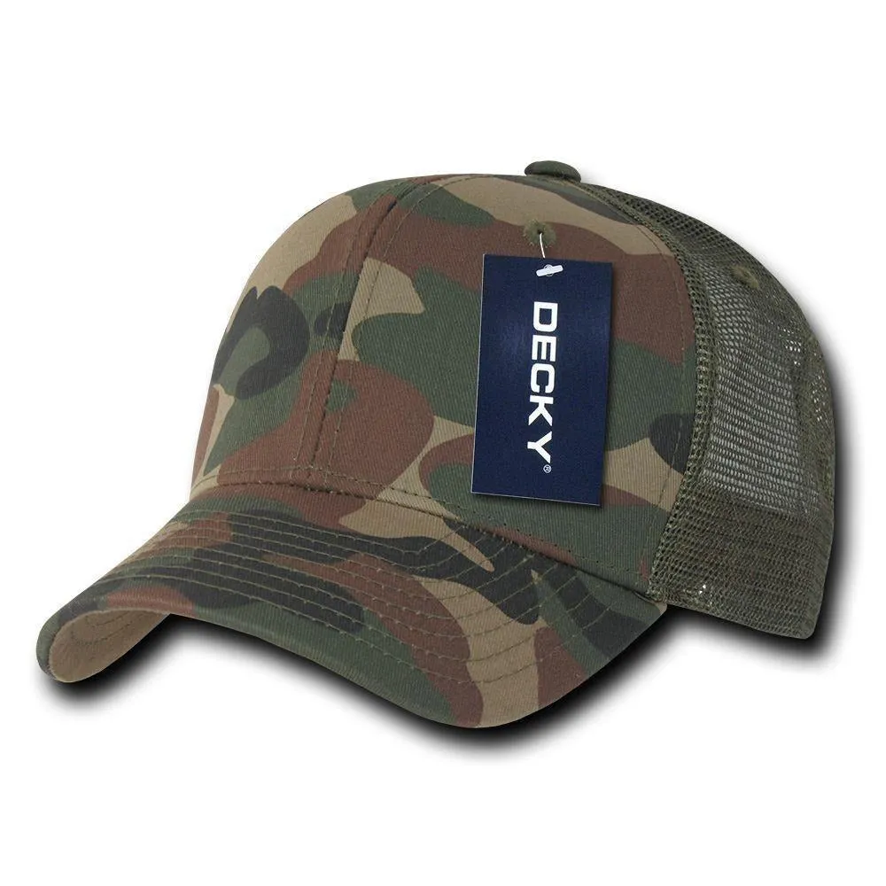 Decky Camouflage Curve Bill Constructed Trucker Hats Caps Snapback Cotton Mesh
