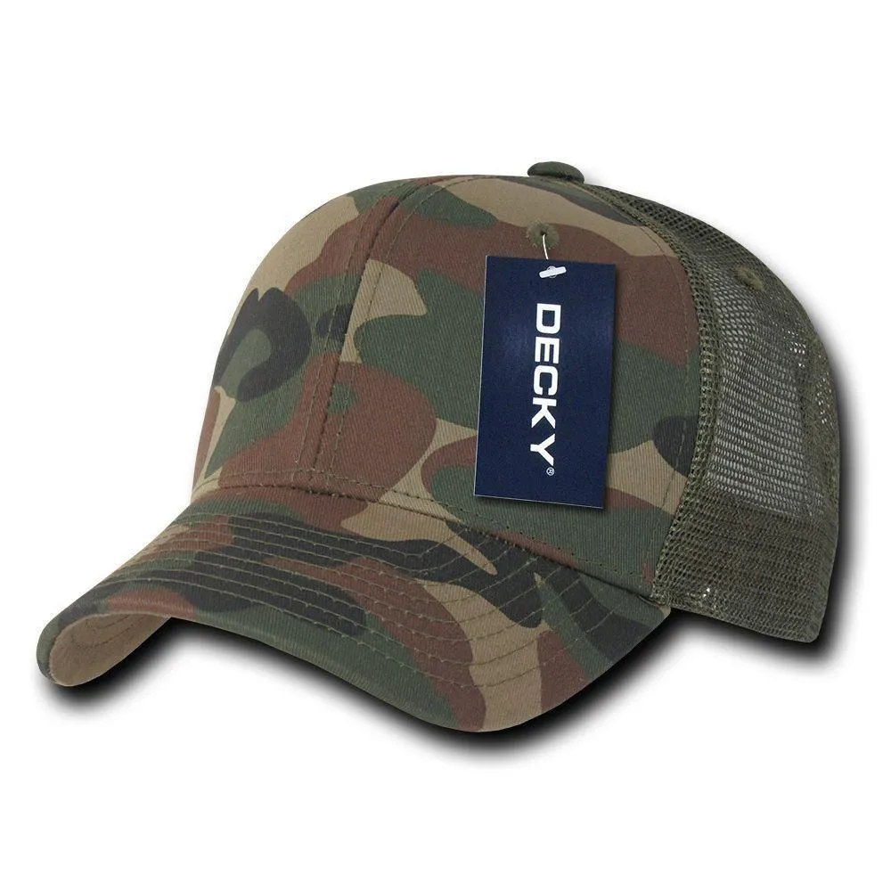 Decky Camouflage Curve Bill Constructed Trucker Hats Caps Snapback Cotton Mesh