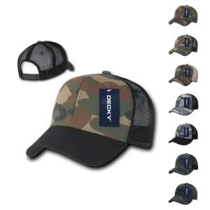 Decky Camouflage Curve Bill Constructed Trucker Hats Caps Snapback Cotton Mesh