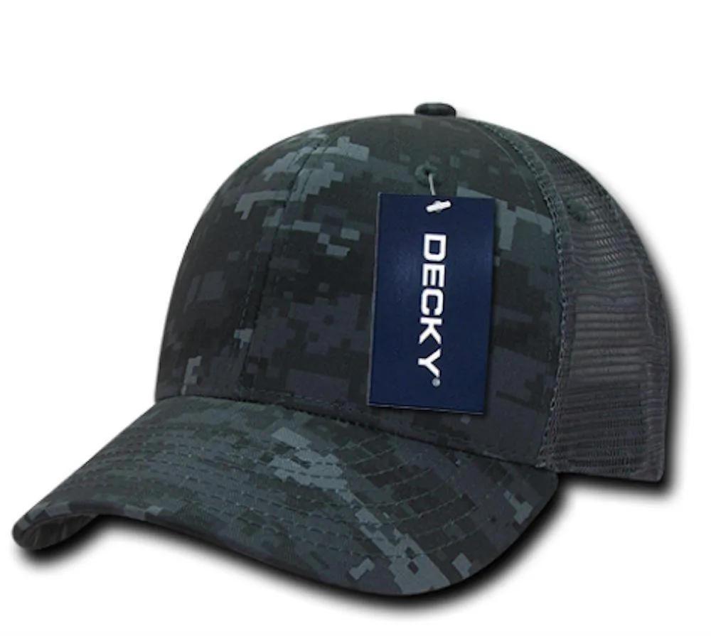 Decky Camouflage Curve Bill Constructed Trucker Hats Caps Snapback Cotton Mesh