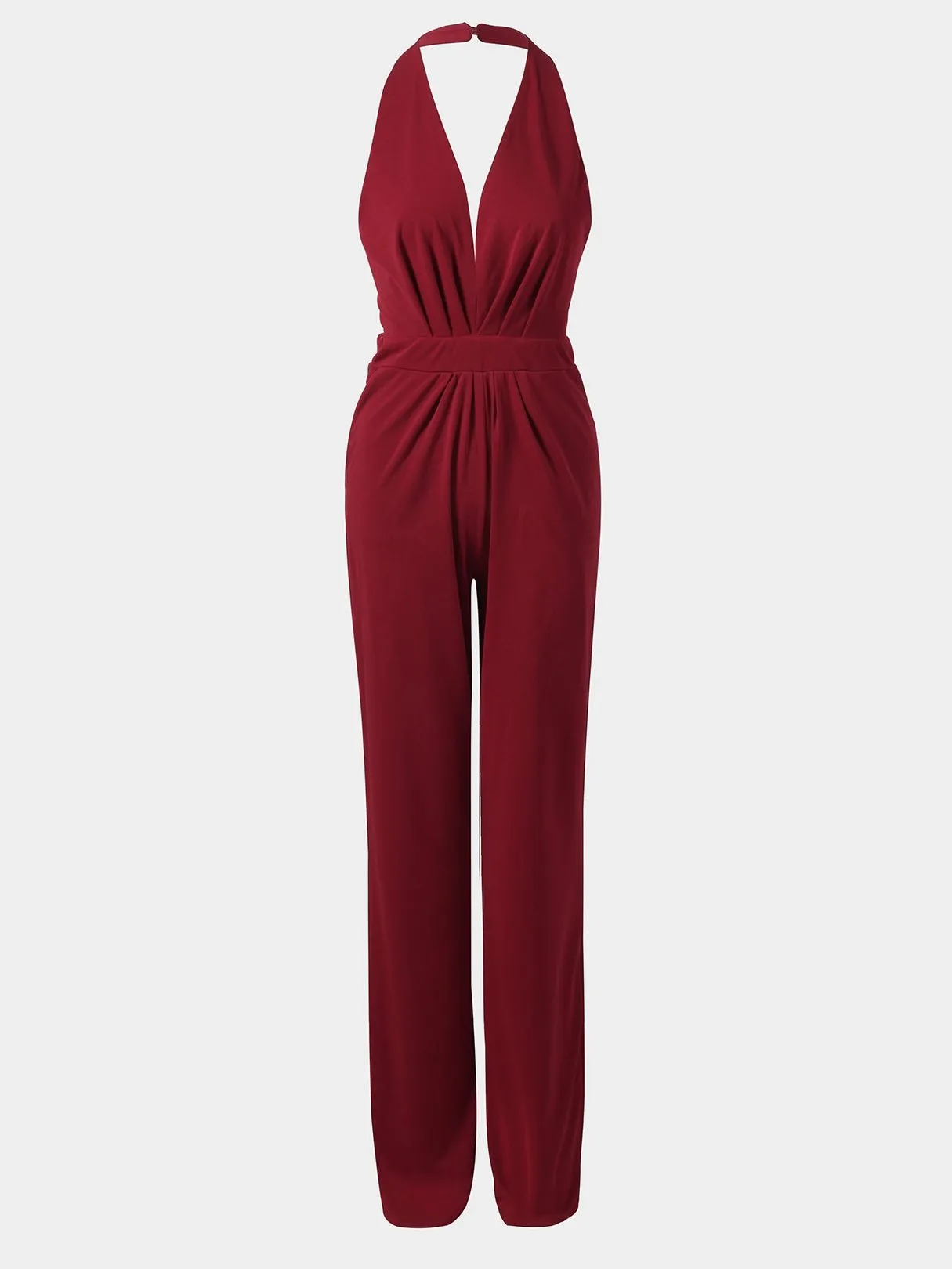 Deep V-neck Sleeveless Wide Leg Playsuit