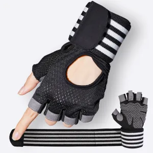 DeerRun® Workout Gloves with Wrist Wrap Support, for Cycling, Rowing, Weight Lifting, Home Gym