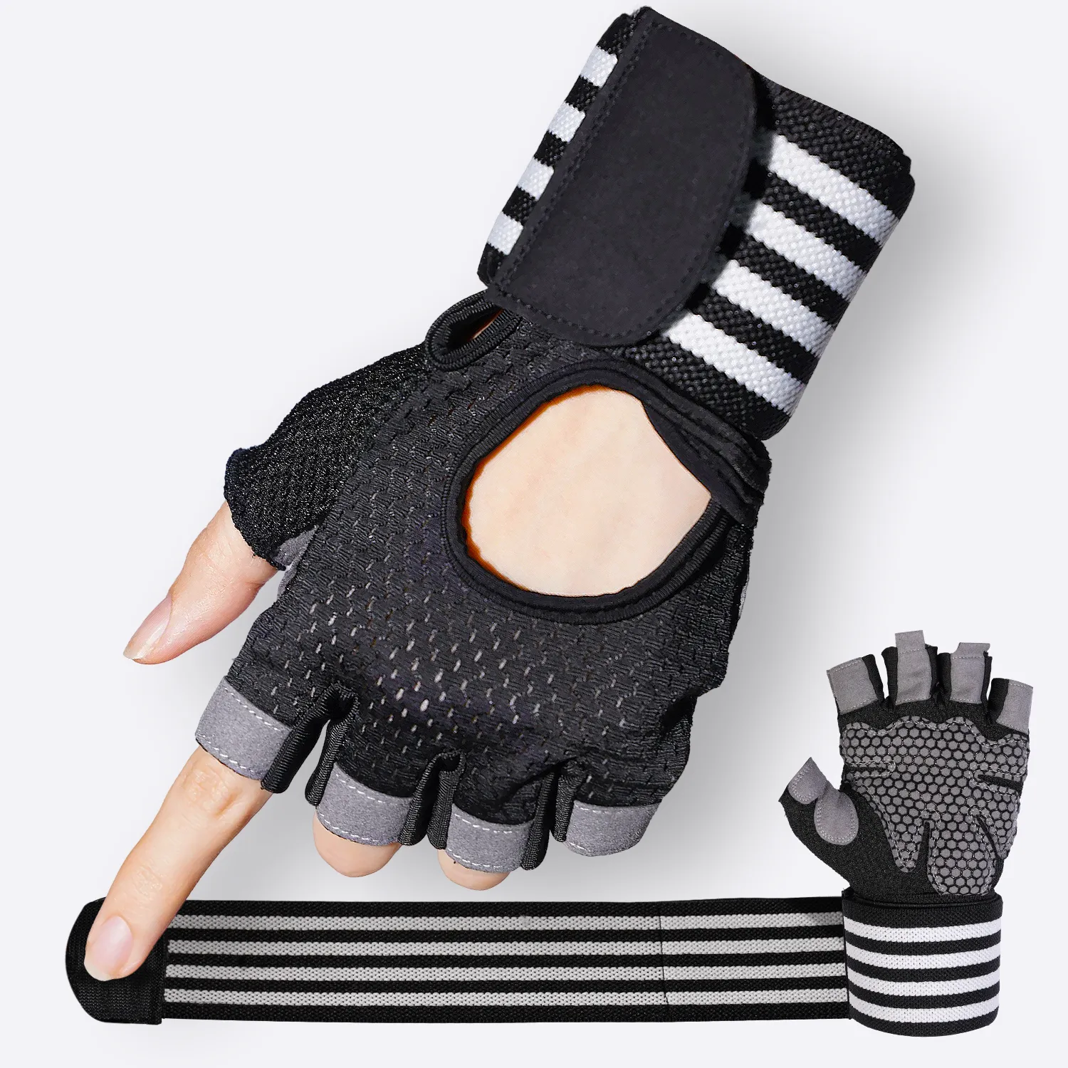 DeerRun® Workout Gloves with Wrist Wrap Support, for Cycling, Rowing, Weight Lifting, Home Gym