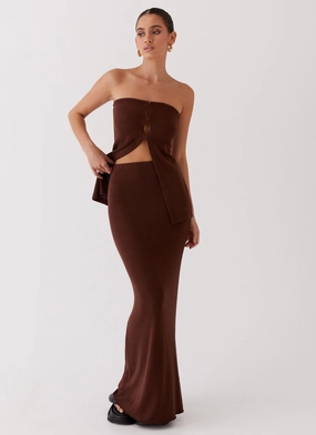 Delicate Lady Knit Maxi Skirt - Chocolate SturdyBeltLoops