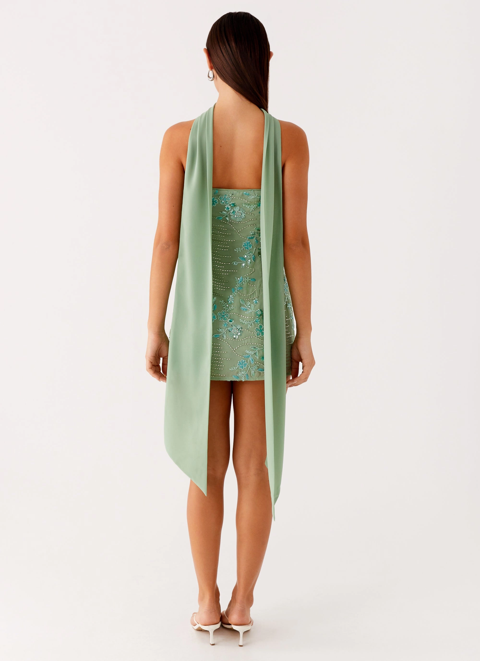 Kiesha Strapless Scarf Mini Dress - Mint Cozy Wearable Subtle Mood