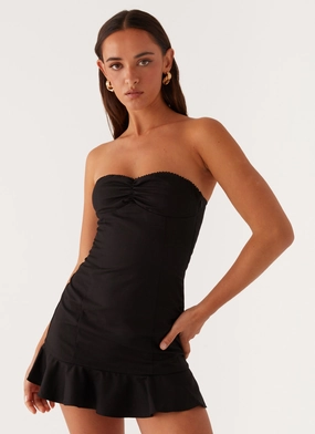 Delmi Bustier Mini Dress - Black Fitted Neat