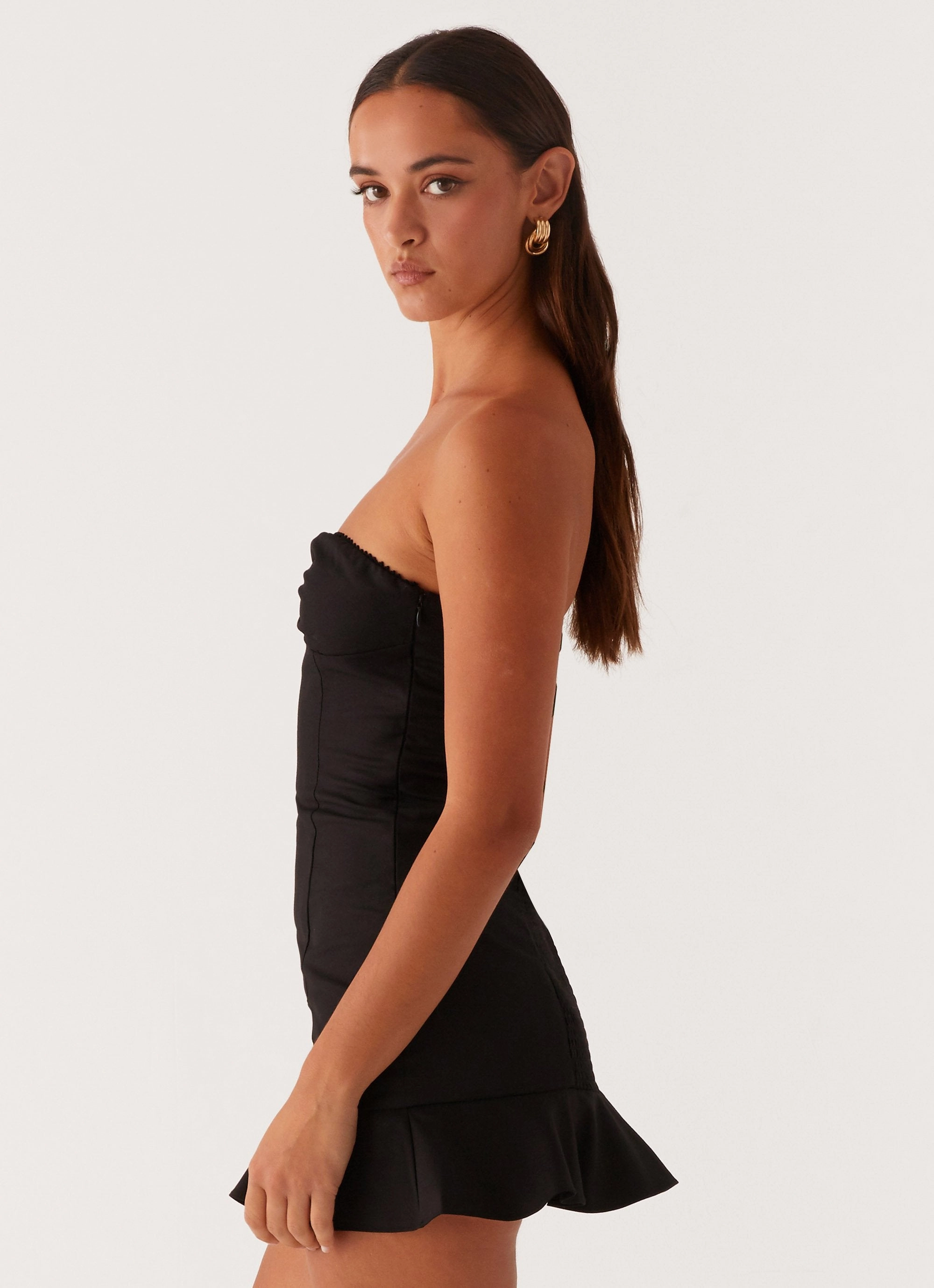 Delmi Bustier Mini Dress - Black Airy Base Elegant Fabric