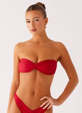 hook Windproof Layer Delta Bandeau Bikini Top - Deep Red