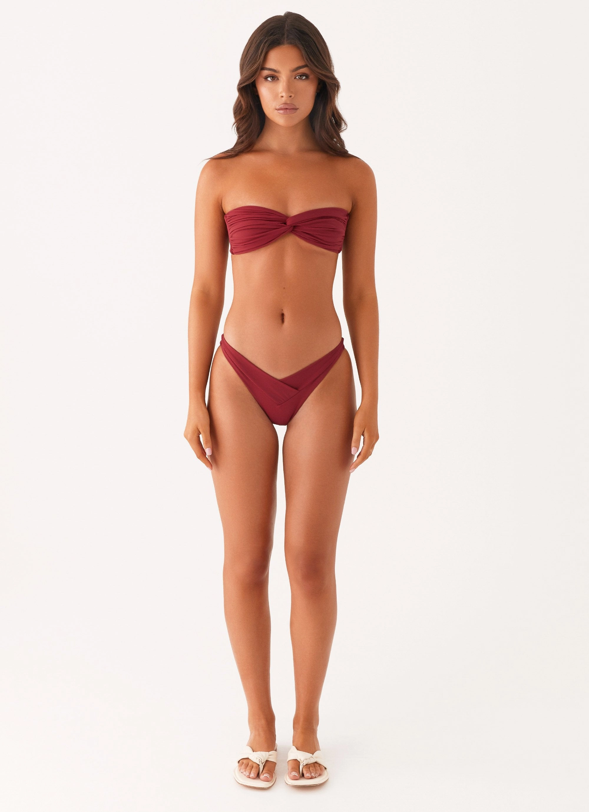 Delta Bandeau Bikini Top - Mulberry nylon Windproof Chest Panel