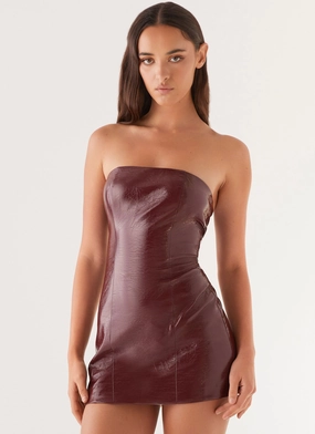 Soft-touch Clean Grace Big Shot Strapless Mini Dress - Merlot