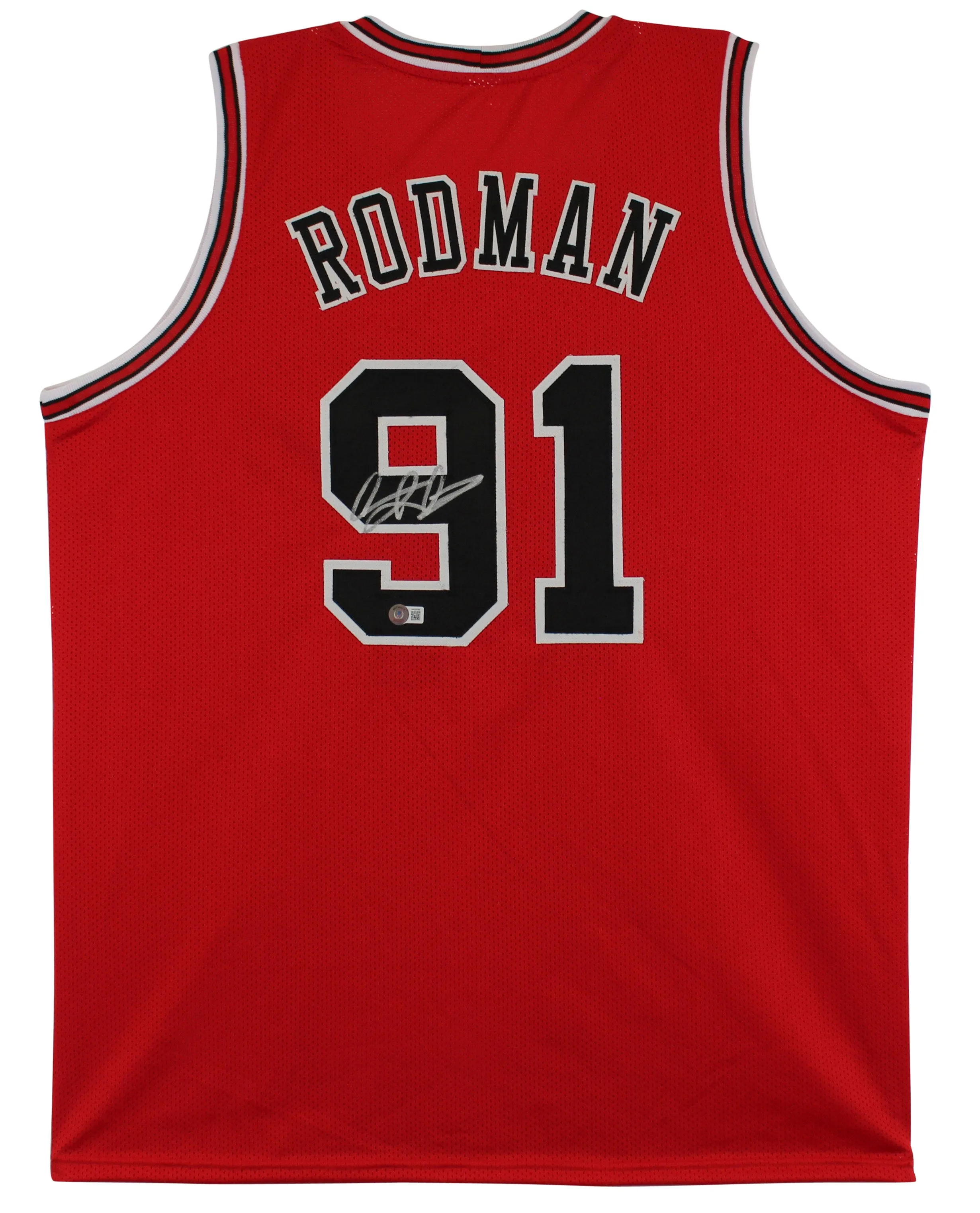 Dennis Rodman Authentic Signed Red Pro Style Jersey Autographed BAS Witnessed