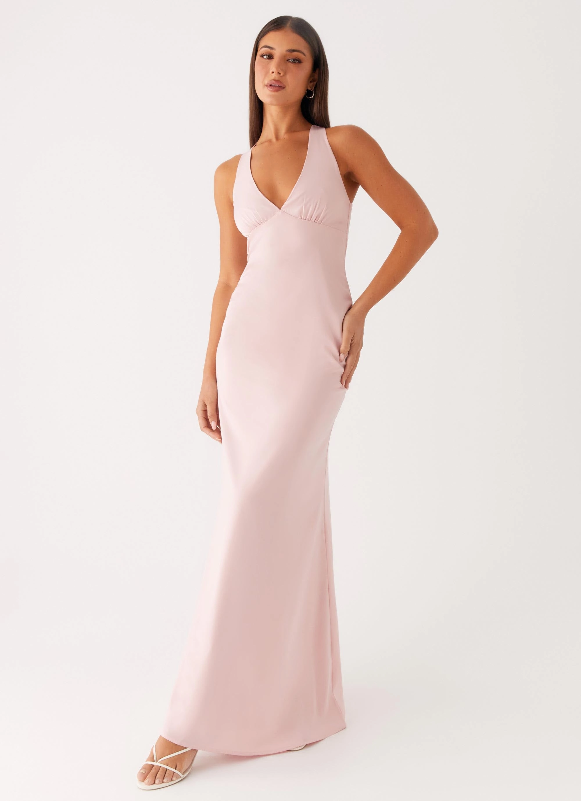 Delicate Lines Desi Halterneck Maxi Dress - Pink