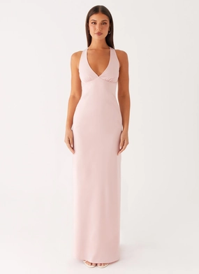 Desi Halterneck Maxi Dress - Pink tailored look Simple Elegance