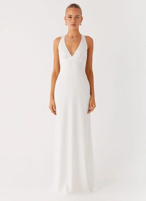 Trend Texture Desi Halterneck Maxi Dress - White